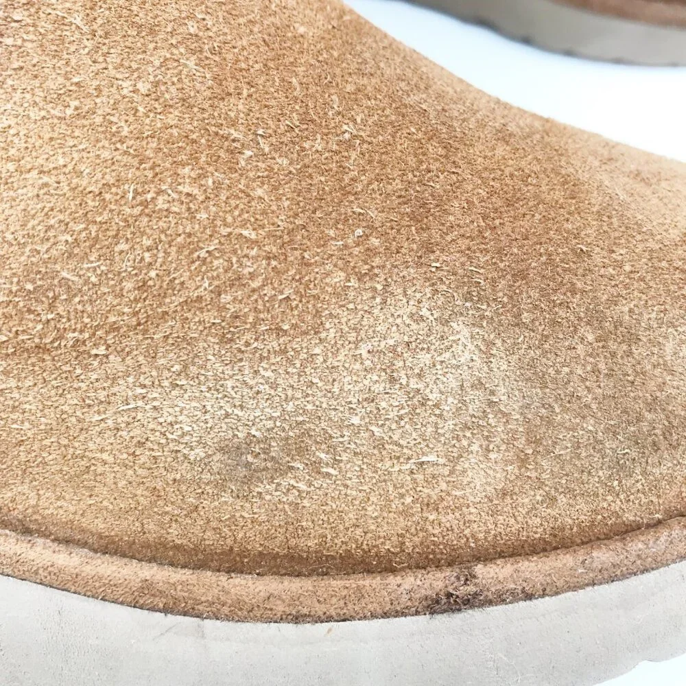 KOOLABURRA UGG Koola Slim Short Chestnut Brown Suede Fur Lined Boots Womens 6